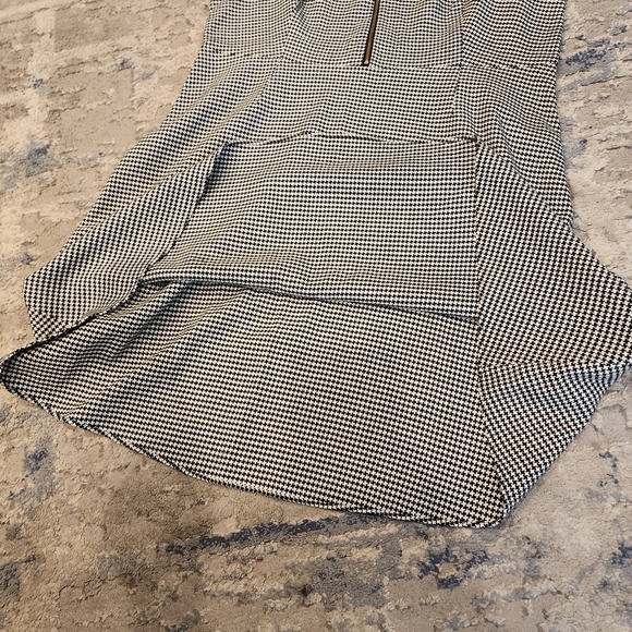 NWT Rachel Zoe Flutter Sleeve A-Line Dress Black White Plaid Houndstooth Size 14 - Picture 8 of 15